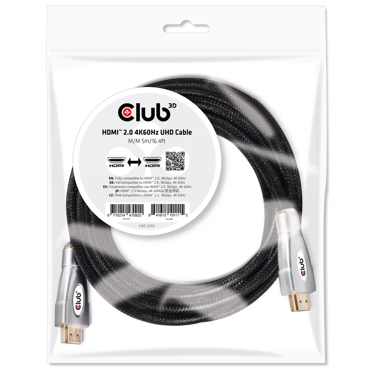 HDMI Kabeļi CLUB3D HDMI 2.0 4K60Hz UHD Photo 3