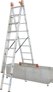 Krause multifunction ladder 3x8 rungs with stair-adjustment function, model 129741