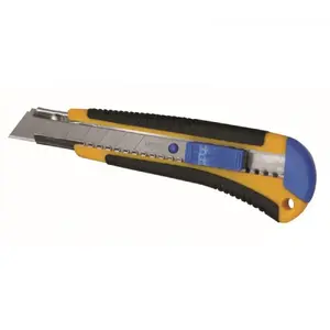 Utility Knife Dedra M9015 — 18 mm Blade, 1 Installed + 1 Spare, Rubber Handle, Snap Lock