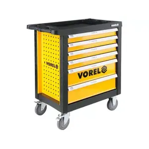 Tool cart Vorel 58540 stainless steel housing 901x770x458 mm orange with ball-bearing telescopic drawer slides