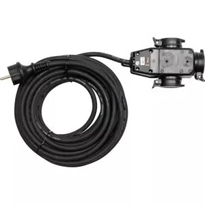 Power extension YATO YT-8116, 10 m cable, 3 Type E AC outlets, 230 V, indoor/outdoor, black