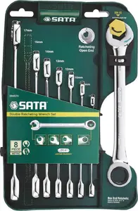 Sata ratcheting combination wrench set 8-piece — Gearwrench-compatible, metric sizes (set)