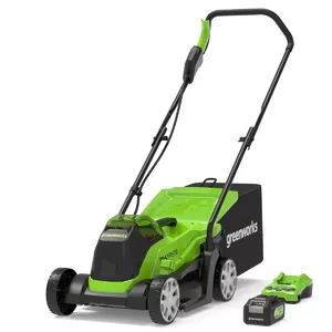 Greenworks 2516107UB zāles pļāvējs Stumjams zāles pļāvējs Baterija Melns, Zaļš