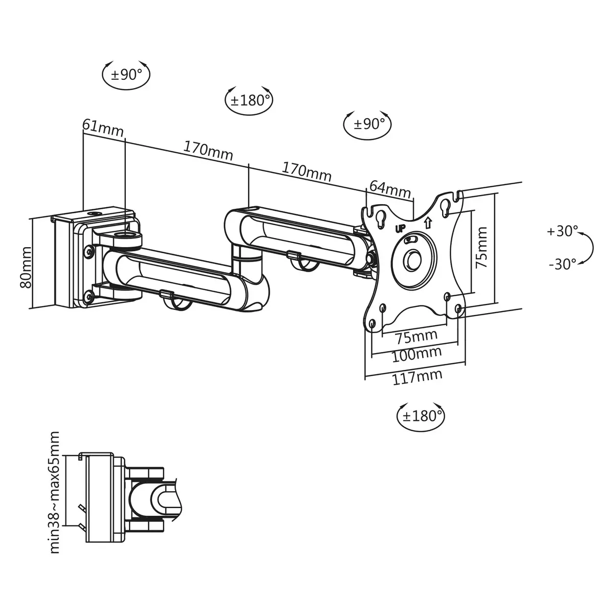 InLine Slatwall monitor bracket long Photo 6