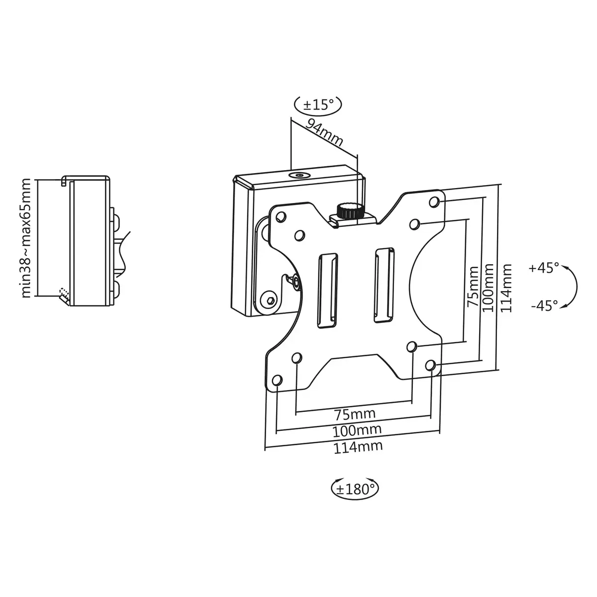 InLine Slatwall Monitor bracket short Photo 5
