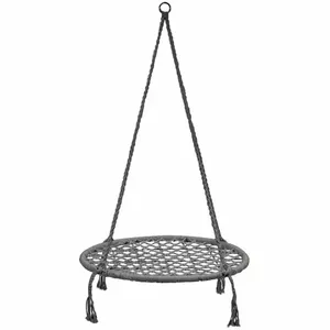 Vigo Pītas virves Stārķu ligzda Šūpoles 80cm diametrs  (augstums 120cm) (maks. 150kg) Pelēka