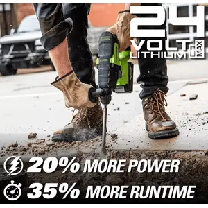 Rotary hammer GreenWorks 3803107, 24V Li‑Ion battery, brushless, keyless chuck, concrete Ø18mm