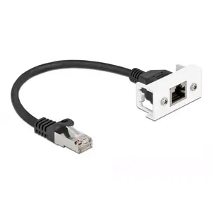DeLOCK Network Extension Cable Cat.6A 25cm S/FTP RJ45 Black