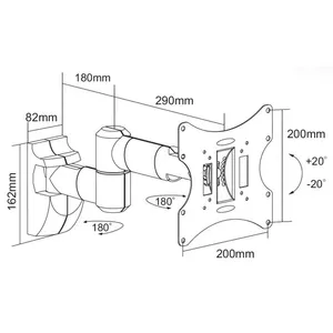 Sienas stiprinājums televizoram Cabletech UCH0043A 13–42", regulējams, slīdināms, max slodze 30 kg