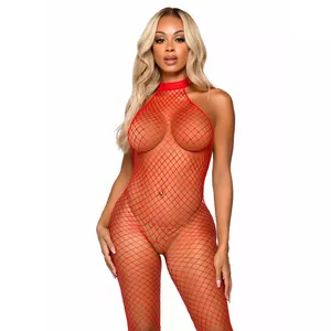 Bodystocking LEG AVENUE One Size Red D-231370 le frivole