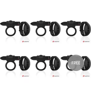 Cockring with Remote Control Black&Silver Cameron WatchMe 5 + 1 free — vibration rings set