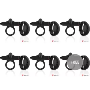 black&silver Burton Remote Control Cockring WatchMe 5 + 1 Free — remote-controlled vibrating cock ring set