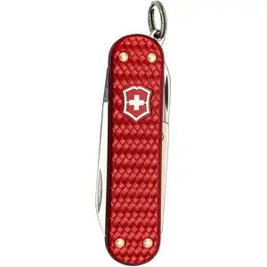 Pocket knife Victorinox Classic SD Precious Alox Iconic Red — compact keychain multi-tool, small blade, scissors, nail file