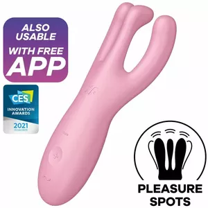 Vibrator Satisfyer Threesome 4 App Pink — rechargeable, waterproof, 0.296 kg