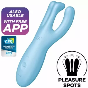 Vibrator Satisfyer Threesome 4 App Blue — waterproof, rechargeable, 0.296 kg