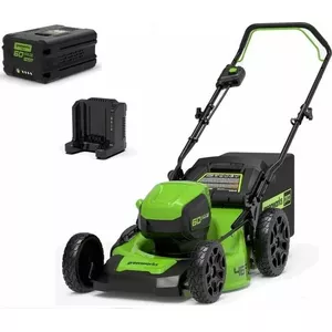 60V 46cm zāles pļāvējs GREENWORKS GD60LM46HPK4 - lādētājs + 4Ah akumulators - 2502807UB