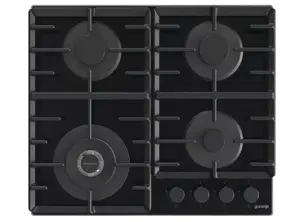Встраиваемая газовая варочная панель Gorenje GTW642SYB, 4 газовые конфорки, стеклокерамика, 60 см, поворотные ручки
