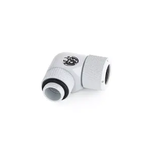 Фитинг BitsPower BP-DWE90RMLA12 — латунный 90° угловой соединитель, белый, Ø 12 мм