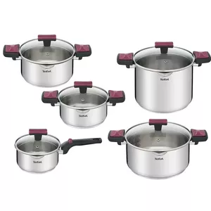 Tefal Cook & Clip G723SA74 10 daļu katlu komplekts no nerūsējošā tērauda ar stikla vākiem