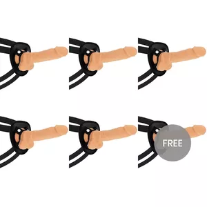 Harness and Articulable Silicone Dildo cock miller COCKSIL 18 cm with Density Variation, includes 5+1 free attachments