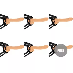 Strap-on harness cock miller with 24 cm articulable silicone dildo, model D-231464, includes 5+1 free attachments