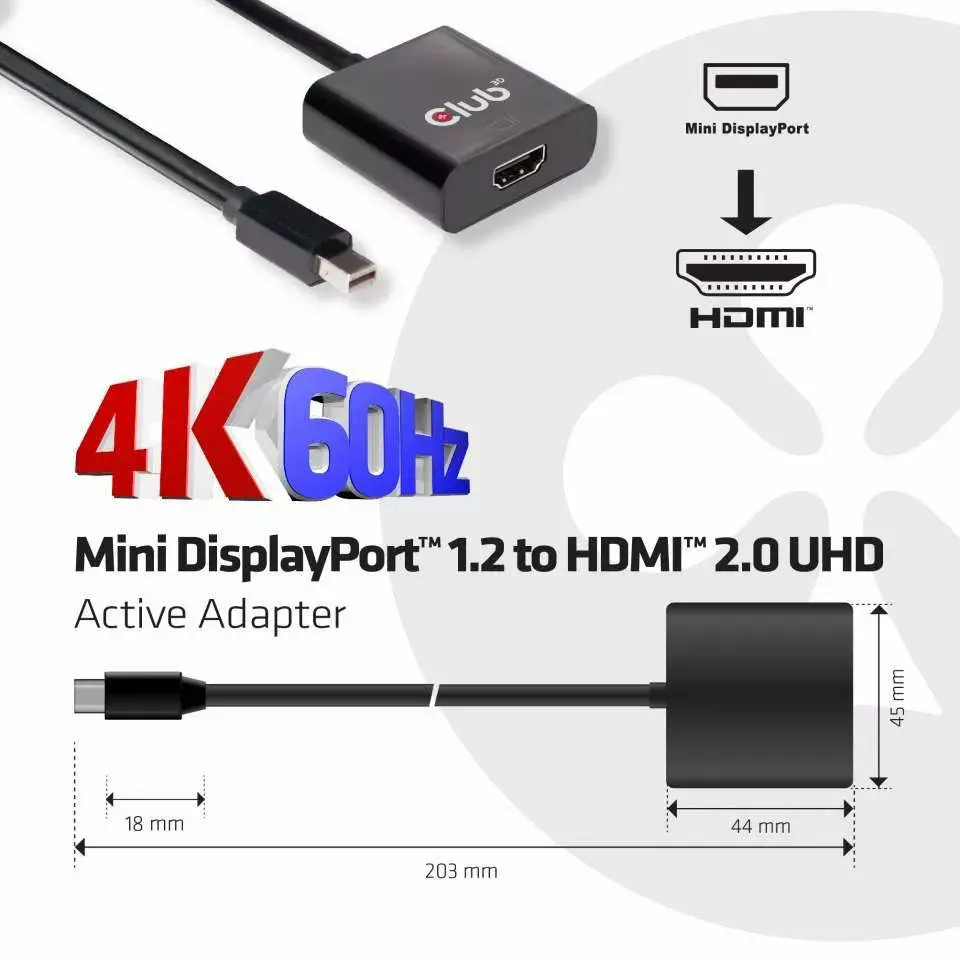 Aktīvais adapteris CLUB3D Mini DisplayPort 1.2 uz HDMI 2.0 Photo 3