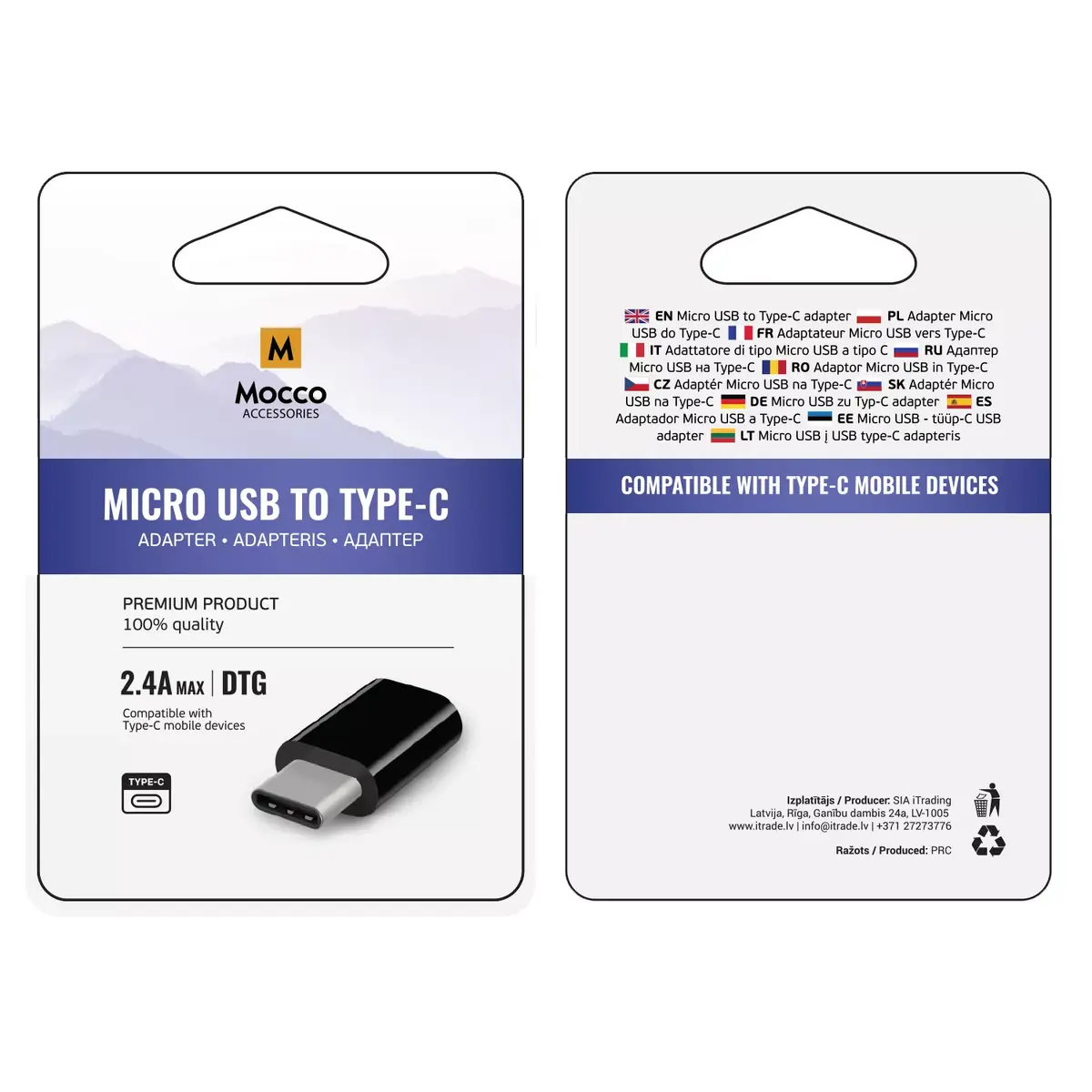 Mocco Micro USB uz USB Type-C adapteris MC-AD-TYPECM-WH Photo 2