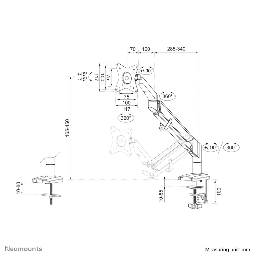 Galda monitora statīvs Neomounts DS70-810BL1 Photo 20