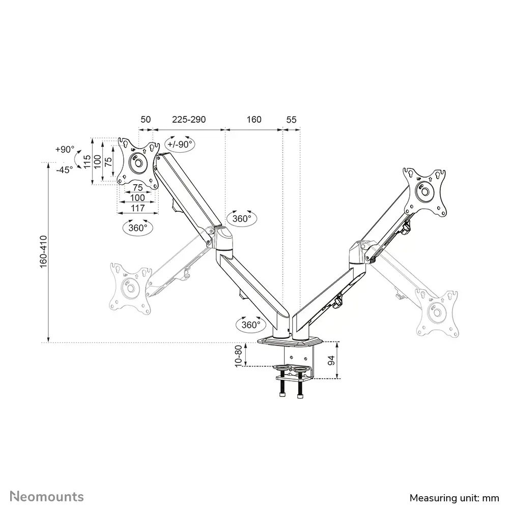 Двойной кронштейн для мониторов Neomounts DS70-700BL2 Photo 13