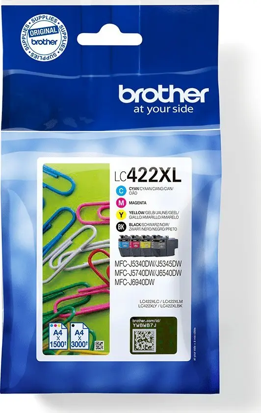 Oriģinālais Brother LC422XLVAL tintes kasetņu multipaka