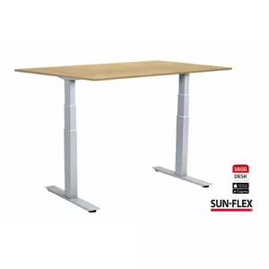 Стол SUN-FLEX®EASYDESK ADAPT с регулируемой высотой, электрический, два двигателя, белая рама, березовая столешница 140x80см