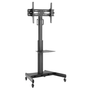Floor TV Trolley TECHLY for LCD/LED 32–65" (VESA 200x200–600x400, max 35 kg) with Shelf, Black