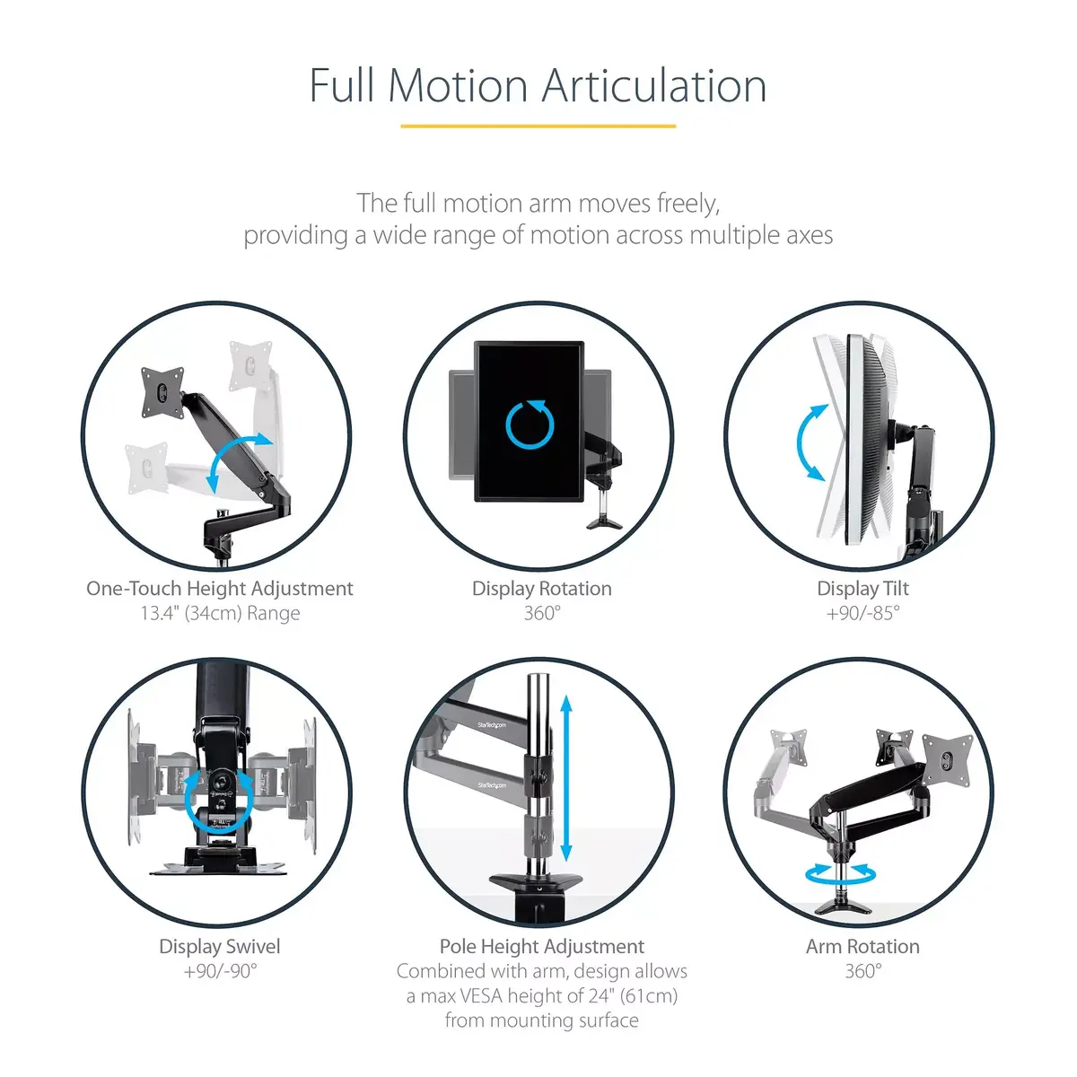 StarTech ARMPIVOTE2 monitor arm — single full-motion desk mount Photo 15