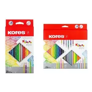Цветные карандаши KORES Kolores Style 15 шт — грифель 3 мм, 12 цветов