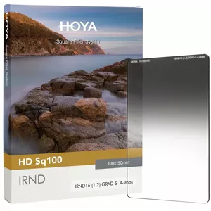 Camera square graduated neutral density filter Hoya HD Sq100 IRND16 GRAD-S 16-stop for square filter holders