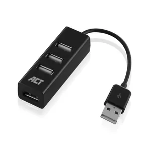 USB хаб ACT AC6205 2.0 480 Mbit/c Черный 0.12м