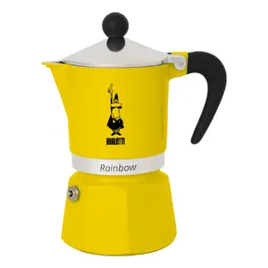 Moka pot Bialetti Rainbow Black/Yellow — aluminium stovetop espresso maker, 1 pc