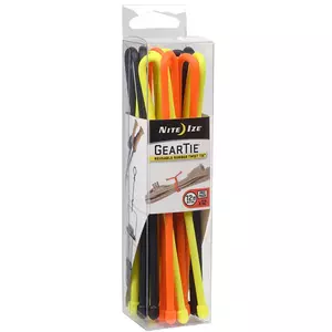 Saites NITEIZE Gear Tie gumijas 304.8 mm, 6.24×6.24 mm, 12 gab., melns/oranžs/dzeltens