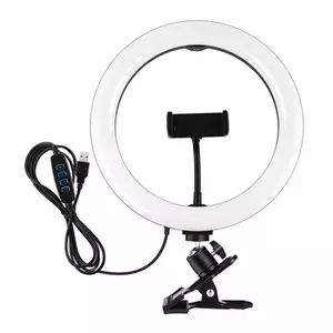 Кольцевая LED-лампа Puluz PKT3126B 26 см с держателем для телефона и зажимом