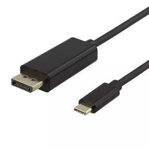 USB-C - DisplayPort kabelis DELTACO 4K UHD, apzeltīts, 2 m, melns / USBC-DP200-K / 00140015