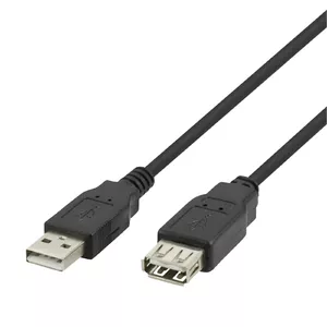 Удлинительный кабель DELTACO USB-A штекер — USB-A гнездо 2 м чёрный