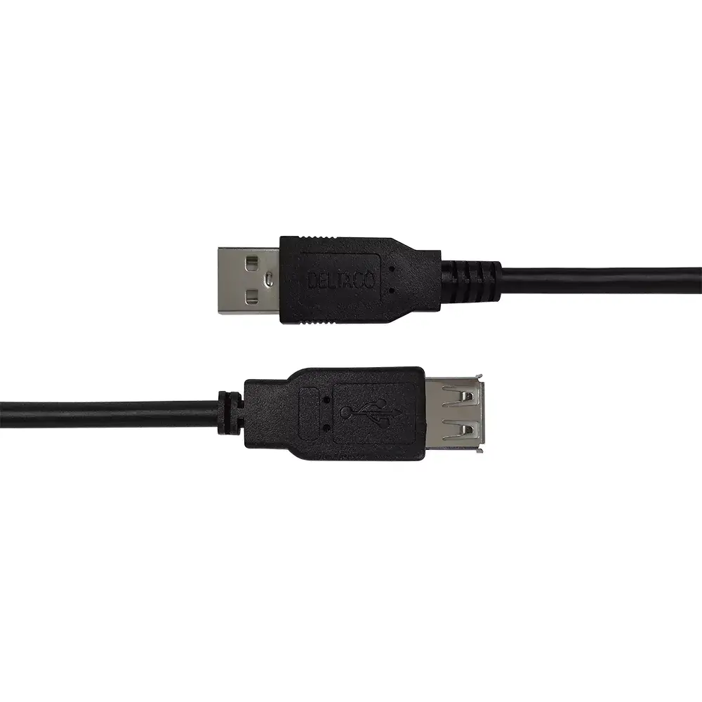 DELTACO USB-A штекер — USB-A гнездо удлинитель 2 м Photo 4