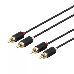 Audio kabelis DELTACO MM-110-K 2 m, 2×RCA ar zeltītām kontaktdakšām