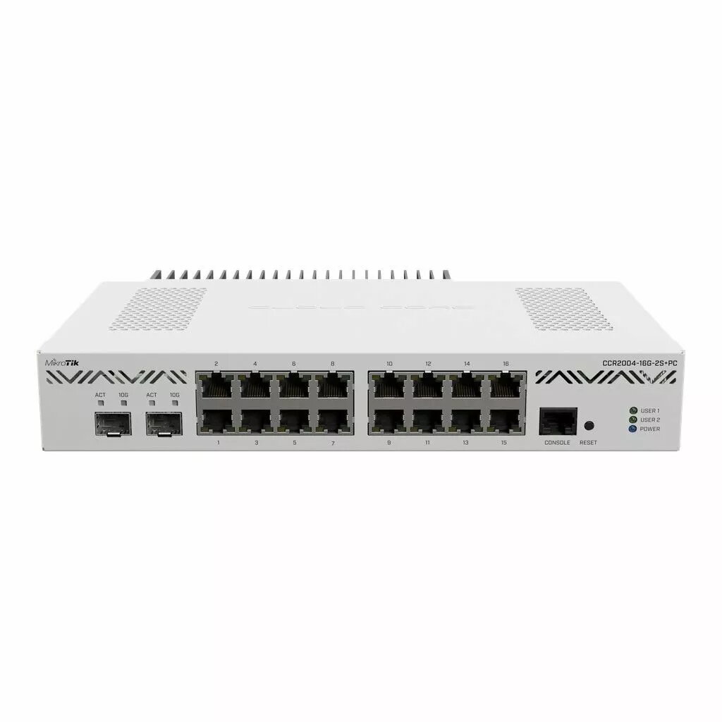 Maršrutētājs MikroTik CCR2004-16G-2S+PC ar 16 Gigabit