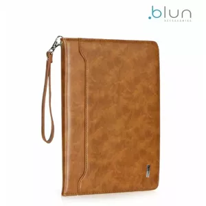 Planšetdatora maciņš BLUN BL‑ECO‑UNI‑7‑BR — universāls no eko‑āda ar statīvu un karšu nodalījumiem 7" ierīcei