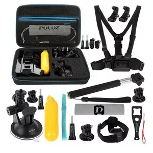 Accessory set Puluz PKT11 for sports cameras — 20 pieces, compatible with Osmo Action 5 Pro