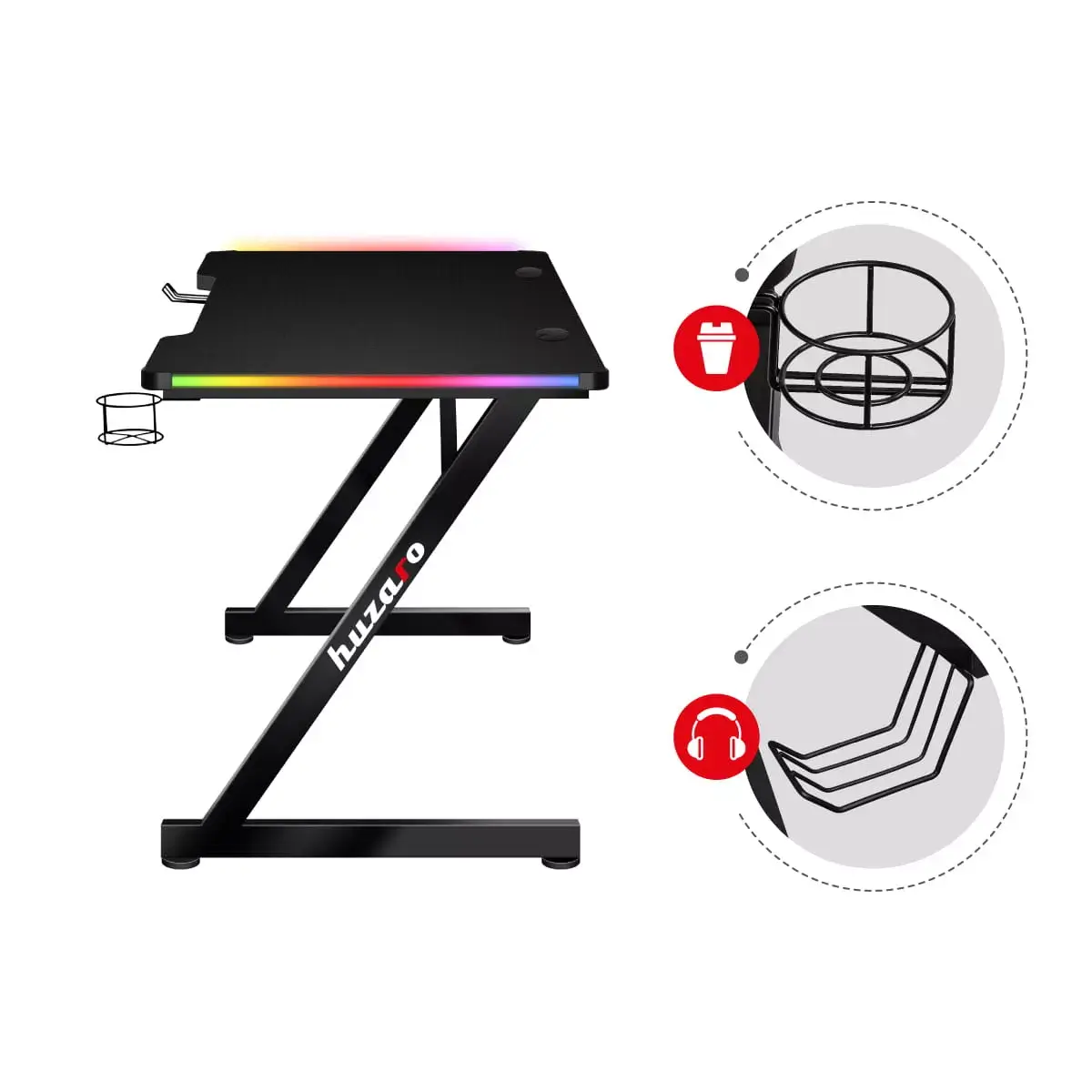 Стол Huzaro Hero 2.5 Black — игровой/домашний офис Photo 7