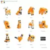 PIXIO 30101 magnētiskais konstruktors Orange Animals Photo 3