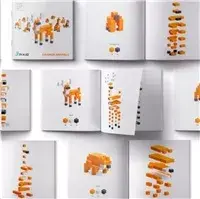 PIXIO 30101 magnētiskais konstruktors Orange Animals Photo 4