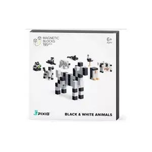 Магнитный конструктор PIXIO 30102 Black & White Animals — модульные магнитные плитки для сборки фигур животных